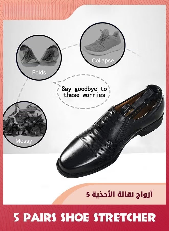 EETU Shoe Stretcher,5 Pair Plastic Adjustable Length Men Shoe Tree Stretcher,Wide Feet Shoe Stretchers Shoe Tree Stretcher Shaper For Men With Tension Spring Coil For Most Shoes,Black - Image 3